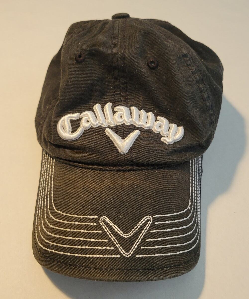 CALLAWAY Black Baseball Cap Raised Embroidered Logo Adjustable Strap WEIS